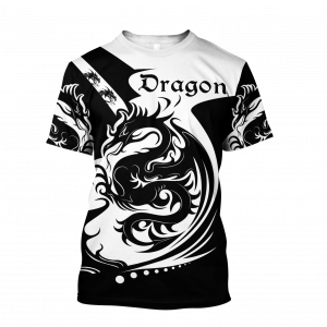 Black & White Dragon All Over Print Unisex Tshirt